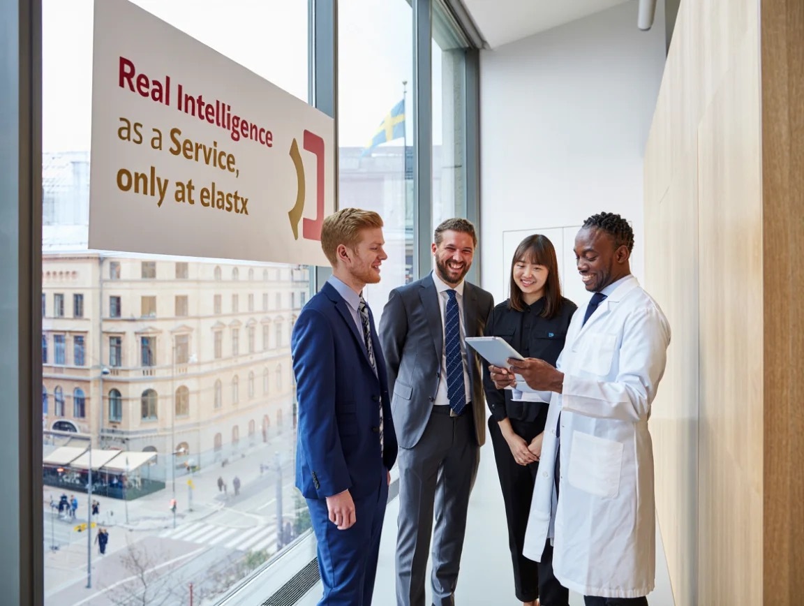 AI generated image of four people discussing a report