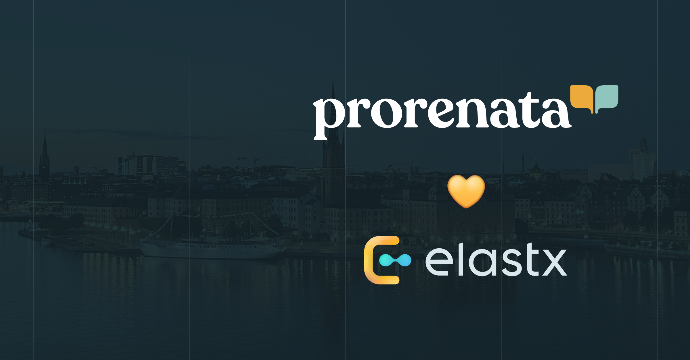 Prorenatas och Elastx logotyper i en bild med en hjärt-emoji mellan sig 