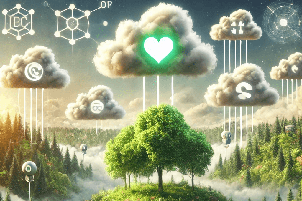 Ai-genererad bild med ett moln med hjärta i