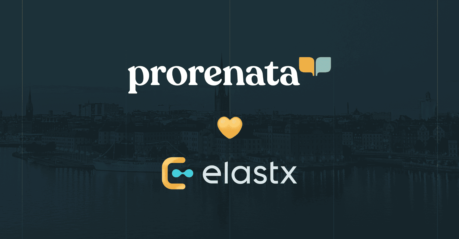 Prorenatas och Elastx logotyper i en bild med en hjärt-emoji mellan sig